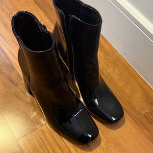 Madden Girl Glossy Black Ankle Booties